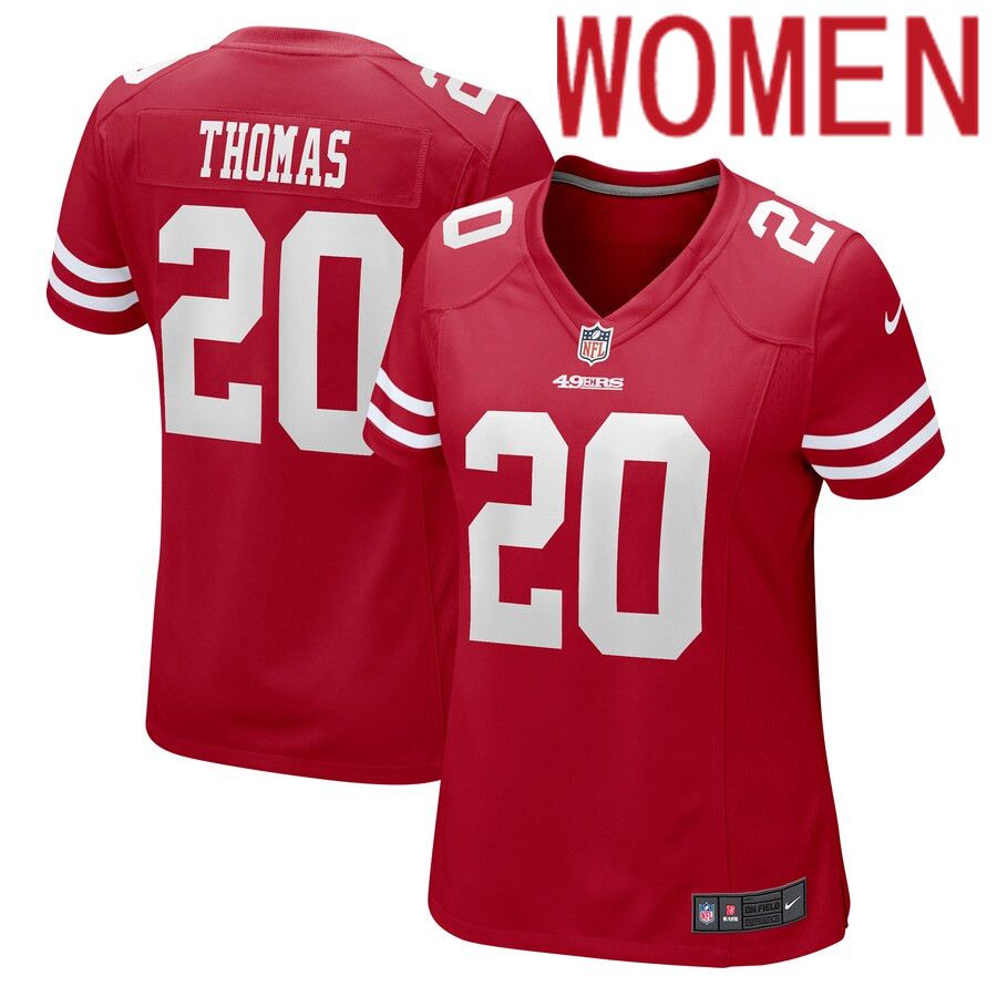Women San Francisco 49ers #20 Ambry Thomas Nike Scarlet Game NFL Jersey->women nfl jersey->Women Jersey